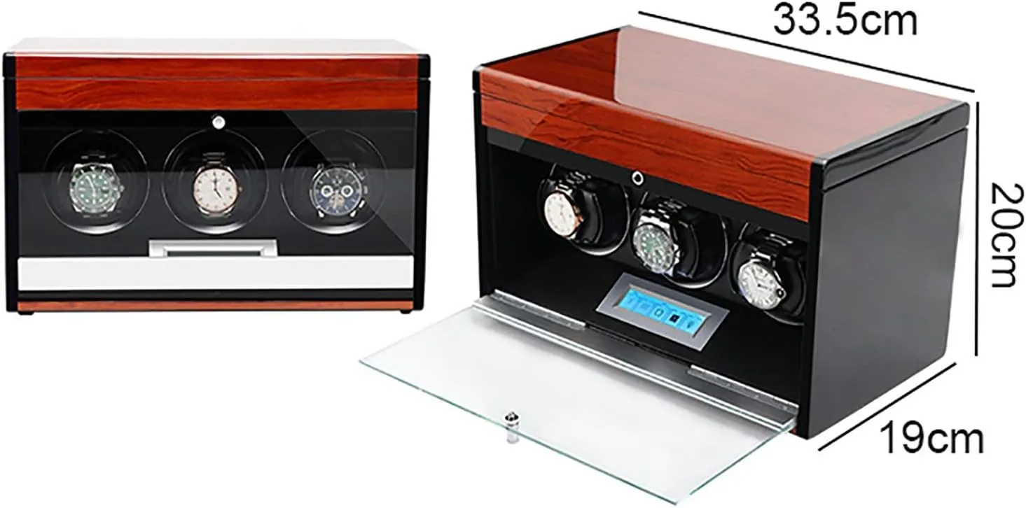 Winding Box Watch Winders - Wooden Watch Storage Case Smart Watches Winder with LED Light Mechanical Watch Automatic Shaker with Access Control Watch Winding Bo