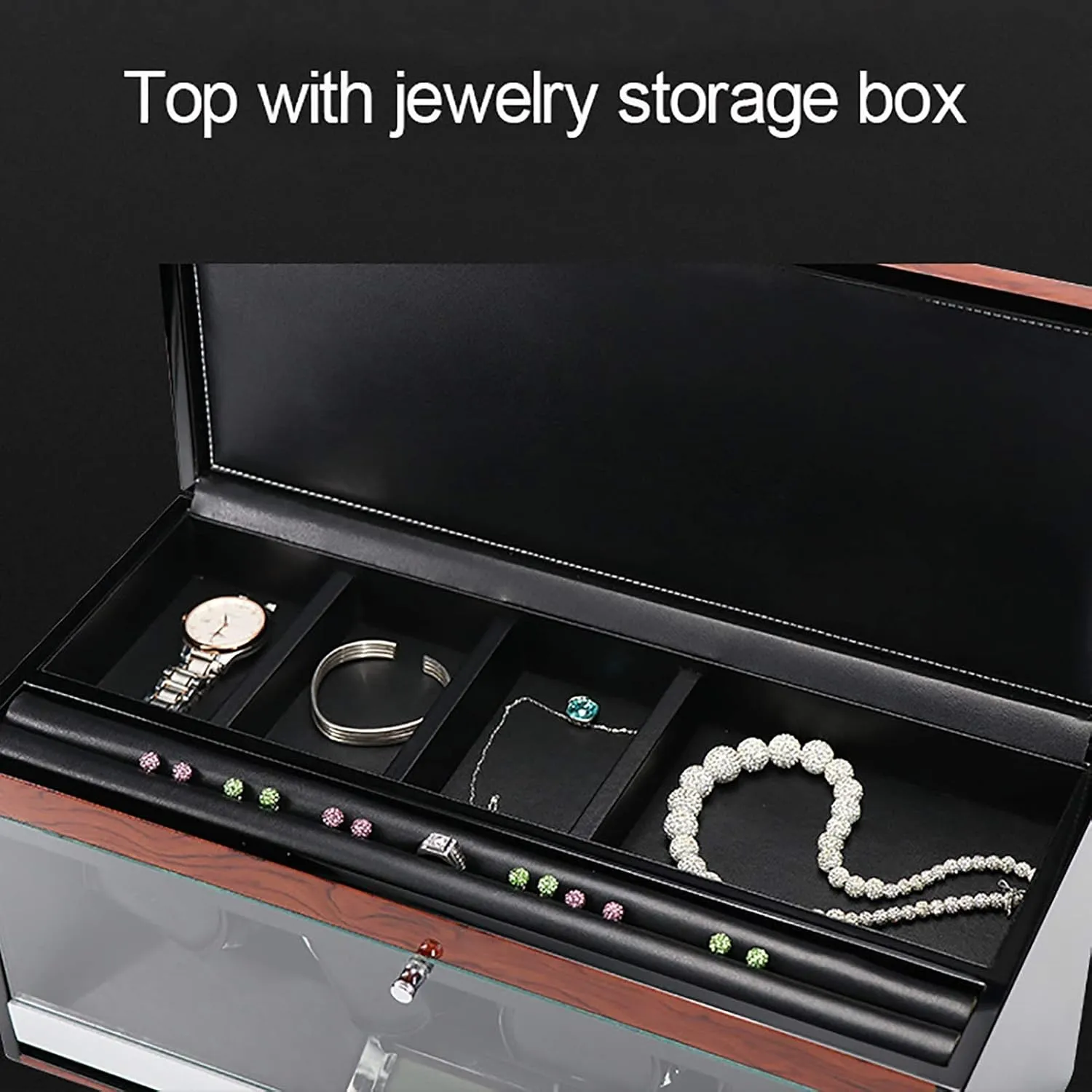 Winding Box Watch Winders - Wooden Watch Storage Case Smart Watches Winder with LED Light Mechanical Watch Automatic Shaker with Access Control Watch Winding Bo