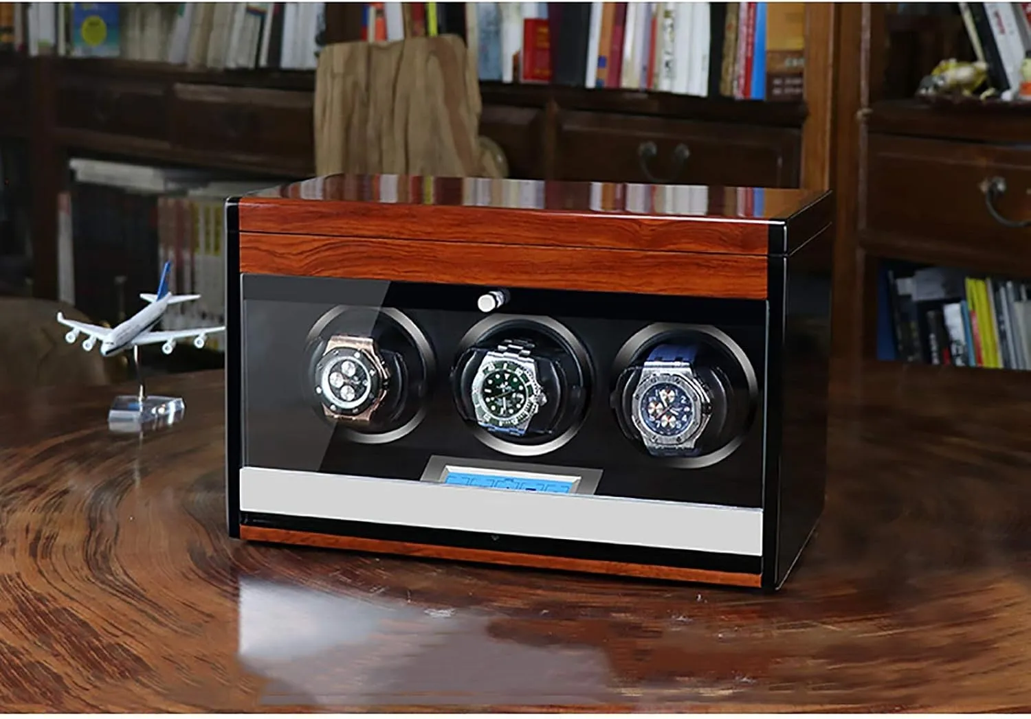 Winding Box Watch Winders - Wooden Watch Storage Case Smart Watches Winder with LED Light Mechanical Watch Automatic Shaker with Access Control Watch Winding Bo
