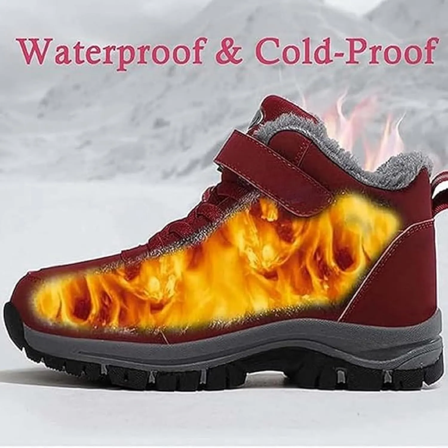 Winter Lightweight Snow Boots,Waterproof Anti Slip Outdoor Sports Shoes,Lined Warm Ankle Boot,Outdoor Walking Shoes