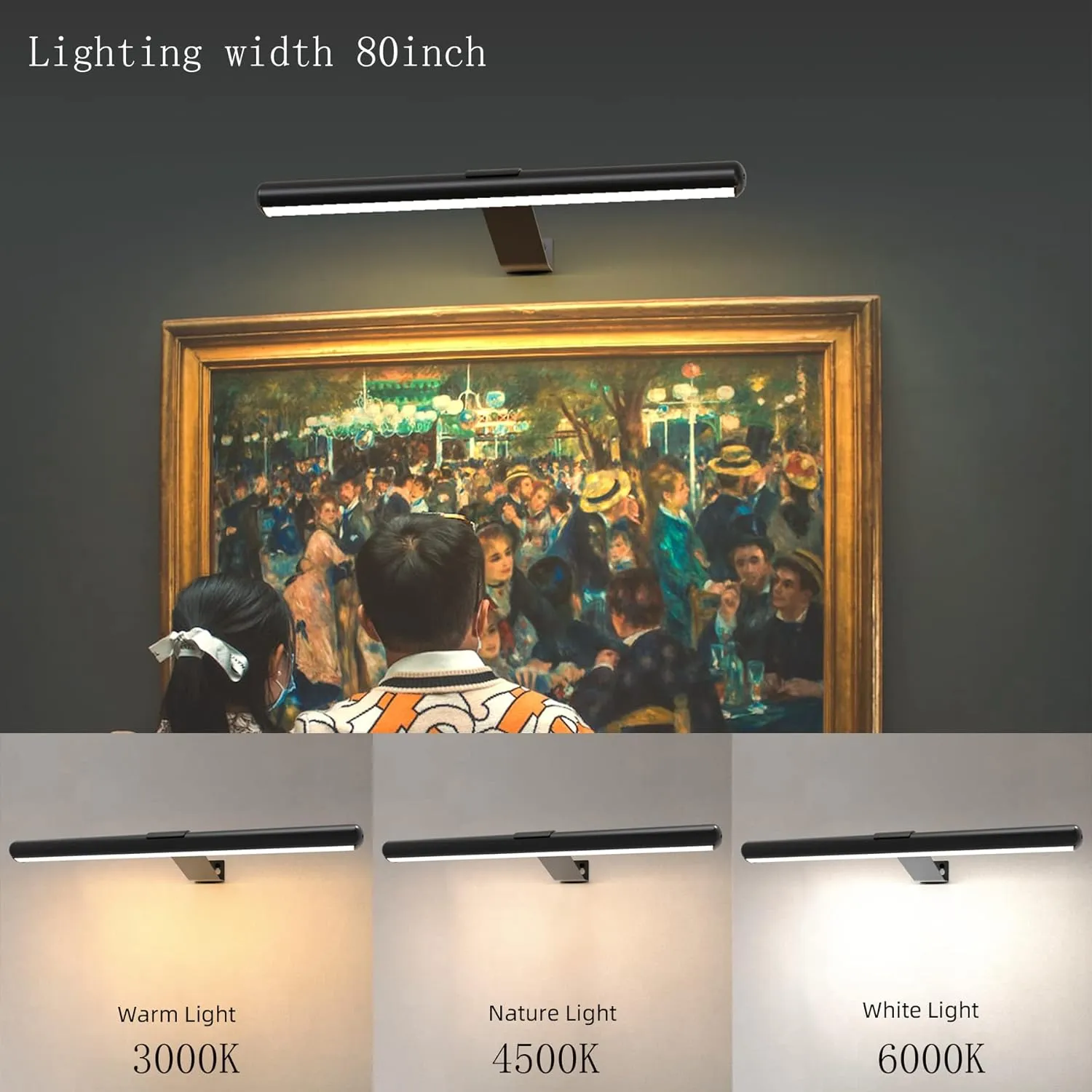 Wireless Picture Light 16inch Rechargeable Battery Painting Light Full Metal with Remote, Led Accent Art Display Light for Wall with Dimmer and Timer for Artwork Portrait Dartboard