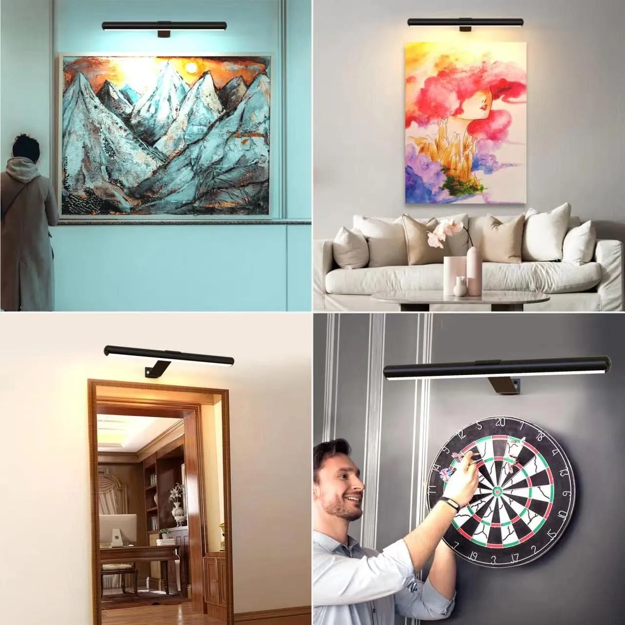 Wireless Picture Light 16inch Rechargeable Battery Painting Light Full Metal with Remote, Led Accent Art Display Light for Wall with Dimmer and Timer for Artwork Portrait Dartboard