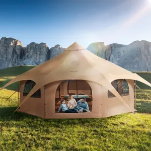 with Bell Seasons Breathable ft Hunting Tent, 5 Family Camping Jack, Tent Outdoor Beautifully designed m/16.4 Canvas Party Yurt up for for Tent Canvas Camping Stove 8 VEVOR People, Tent, to Safe transactions 4