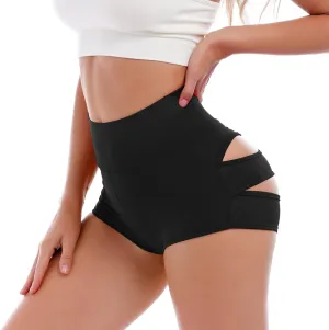 Womens High Waist Cutout Booty Shorts Strappy Scrunch Mini Hot Pants Ripped Butt Lift Yoga Sport Rave Dance Bottoms