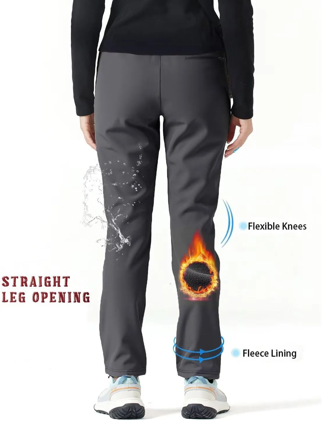 Women's Hiking Cargo Pants Waterproof Fleece Quick-Dry Softshell Slim with with Pockets for Camping Trekking Travel