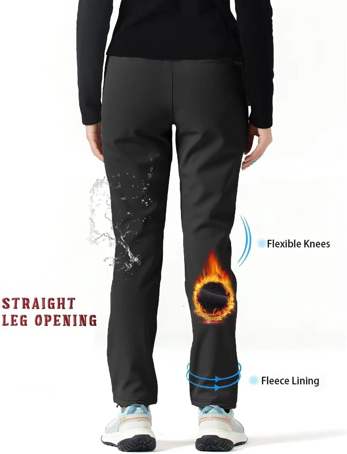 Women's Hiking Cargo Pants Waterproof Fleece Quick-Dry Softshell Slim with with Pockets for Camping Trekking Travel