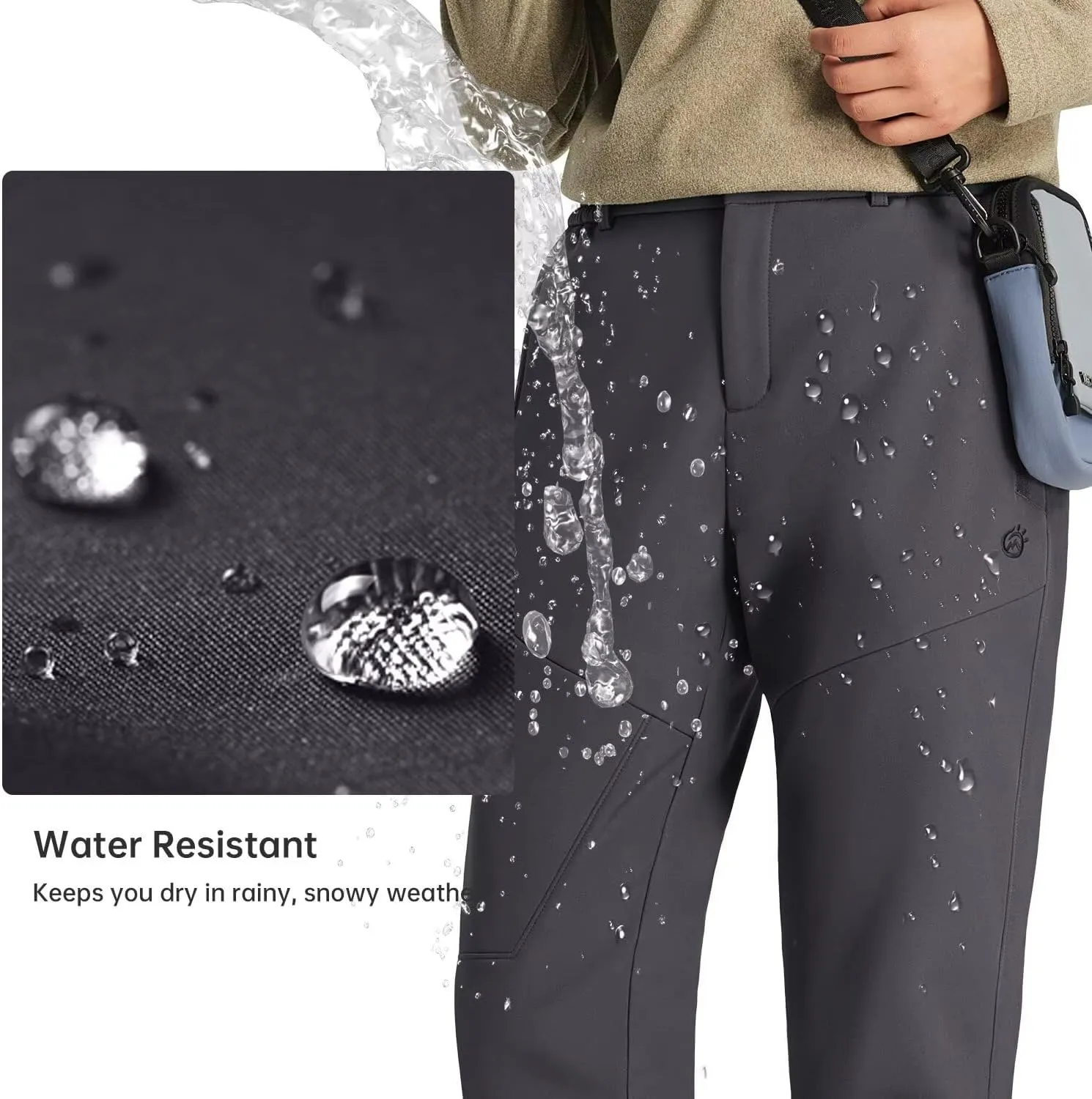 Women's Hiking Cargo Pants Waterproof Fleece Quick-Dry Softshell Slim with with Pockets for Camping Trekking Travel