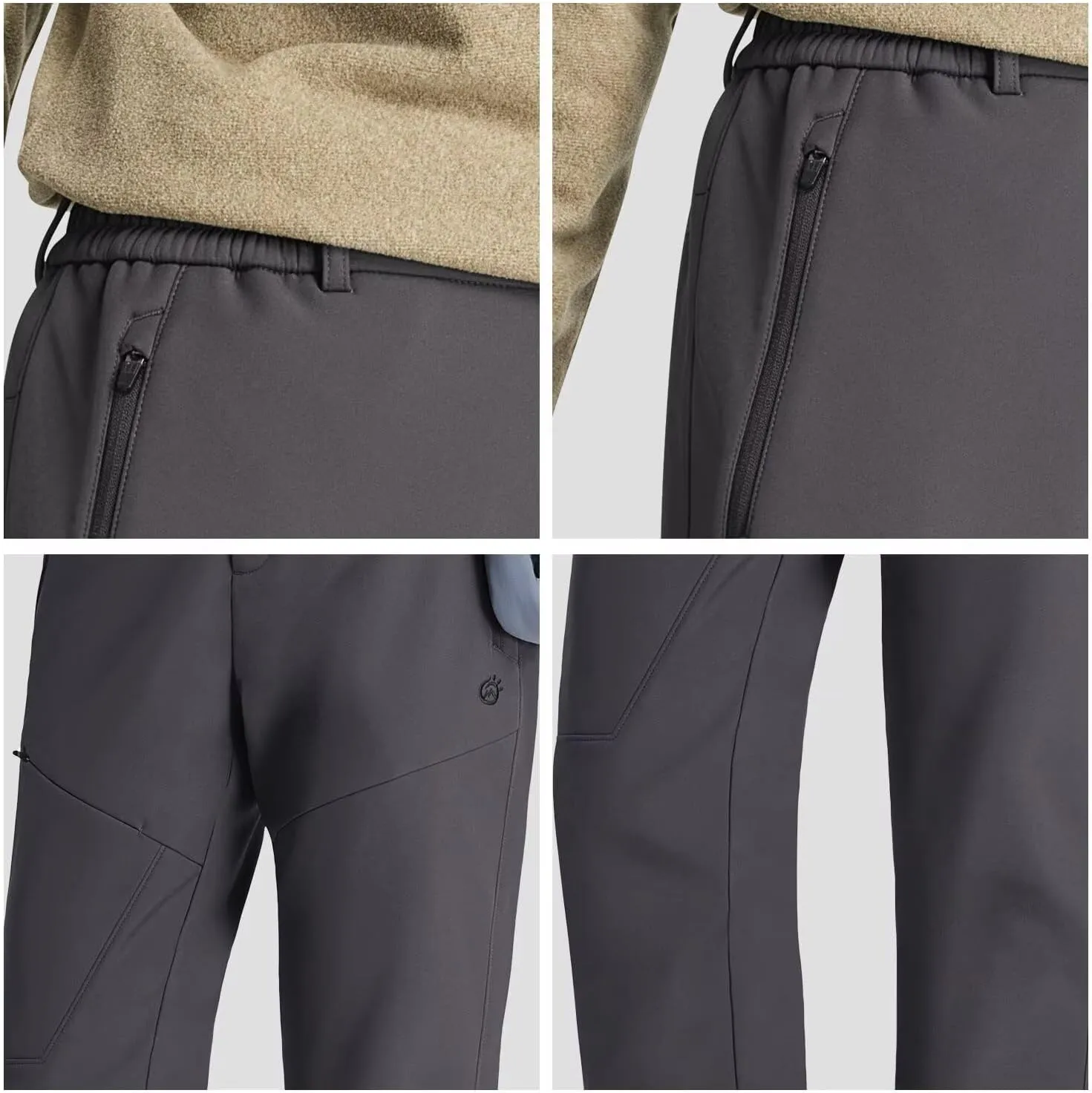 Women's Hiking Cargo Pants Waterproof Fleece Quick-Dry Softshell Slim with with Pockets for Camping Trekking Travel