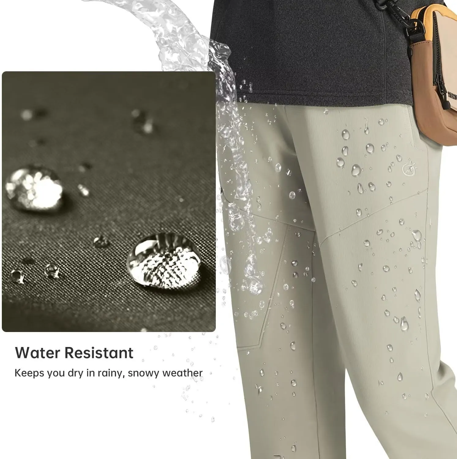 Women's Hiking Cargo Pants Waterproof Fleece Quick-Dry Softshell Slim with with Pockets for Camping Trekking Travel