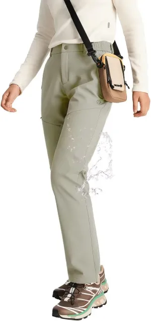 Women's Hiking Cargo Pants Waterproof Fleece Quick-Dry Softshell Slim with with Pockets for Camping Trekking Travel