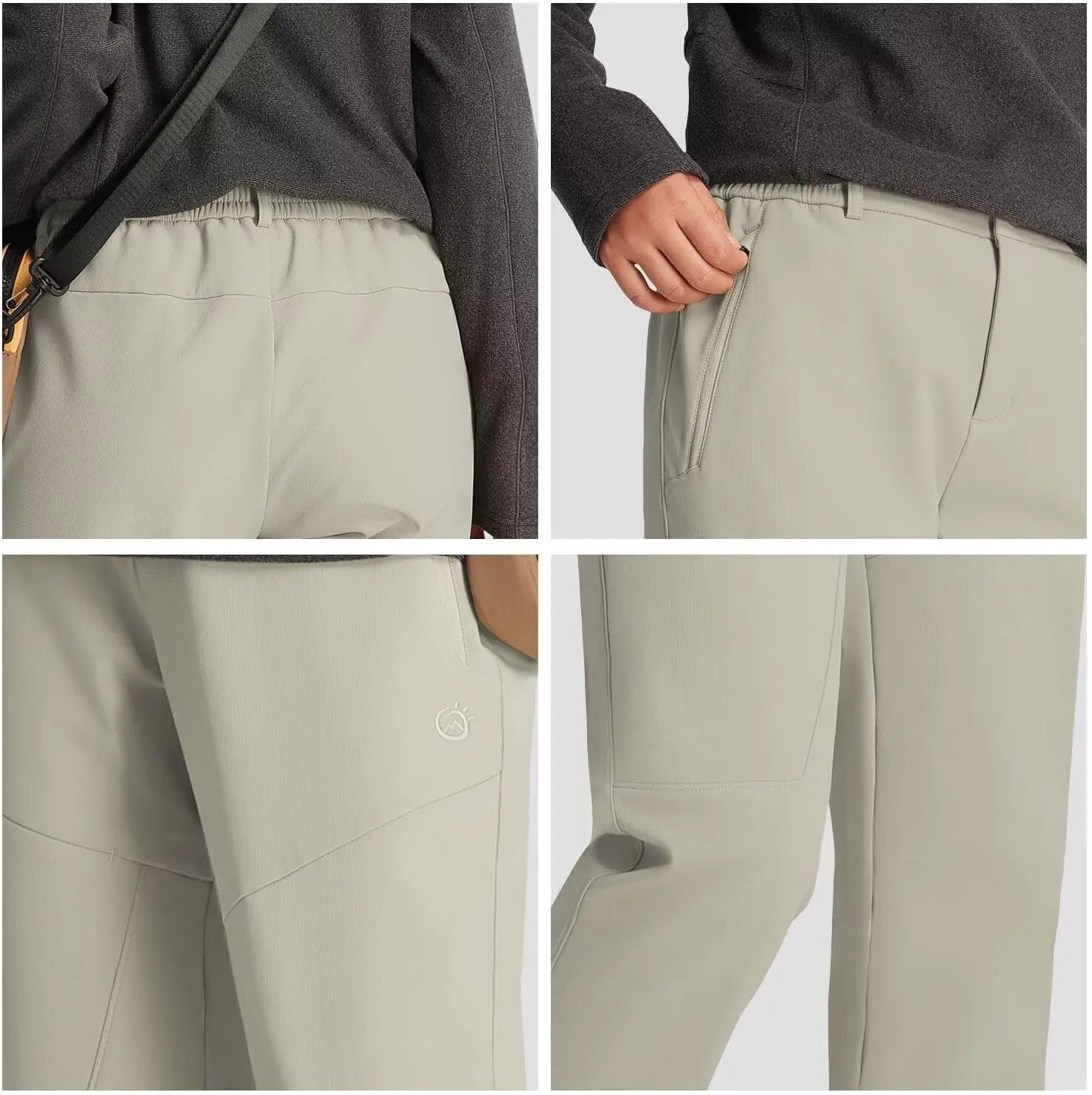 Women's Hiking Cargo Pants Waterproof Fleece Quick-Dry Softshell Slim with with Pockets for Camping Trekking Travel