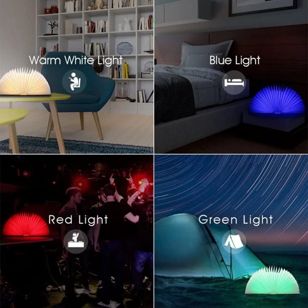 Wooden Book Light Folding Night Light Portable Book Lamp USB Rechargeable Desk Light for Mom Women Boys Kids Girls