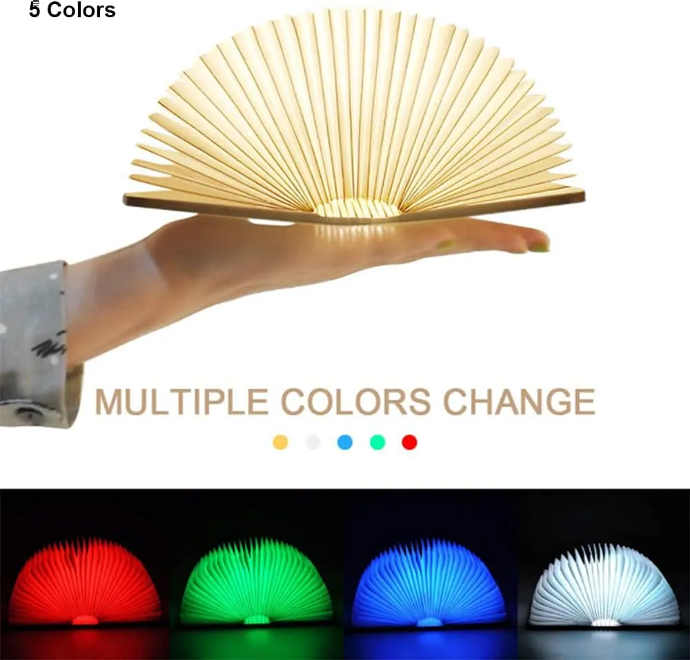 Wooden Book Light Folding Night Light Portable Book Lamp USB Rechargeable Desk Light for Mom Women Boys Kids Girls