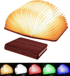 Wooden Book Light, Upgraded 5 Colors Creative LED Book Night Light USB Rechargeable Magnetic Folding Mood Light for Home,Office,Library Decor Gift