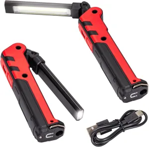 Work Light, Hanging Hook 270°Rotate Magnetic Flashlight,2 Lighting Modes, 2000mAh Cordless Portable Magnetic COB LED Inspection Light for Car Repairing,Workbench,Camping,Emerency.