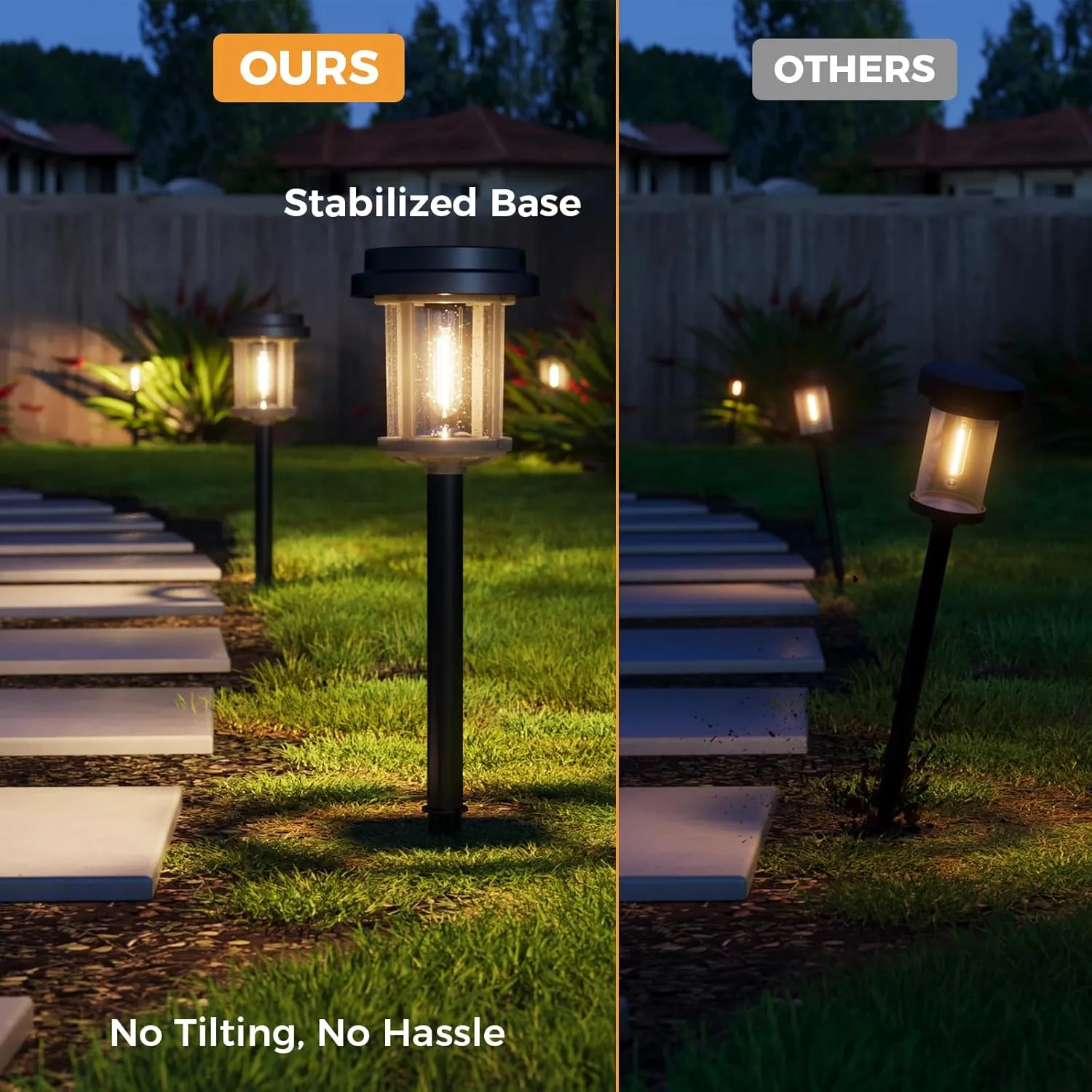 XMCOSY  Solar Lights Outdoor Pathway, Solar Lights 20 LM LED Seeded Glass, Waterproof IP65 Metal Solar Powered Landscape Lighting for Yard Garden Outside Walkway Driveway Backyard (‎Black & Grey)