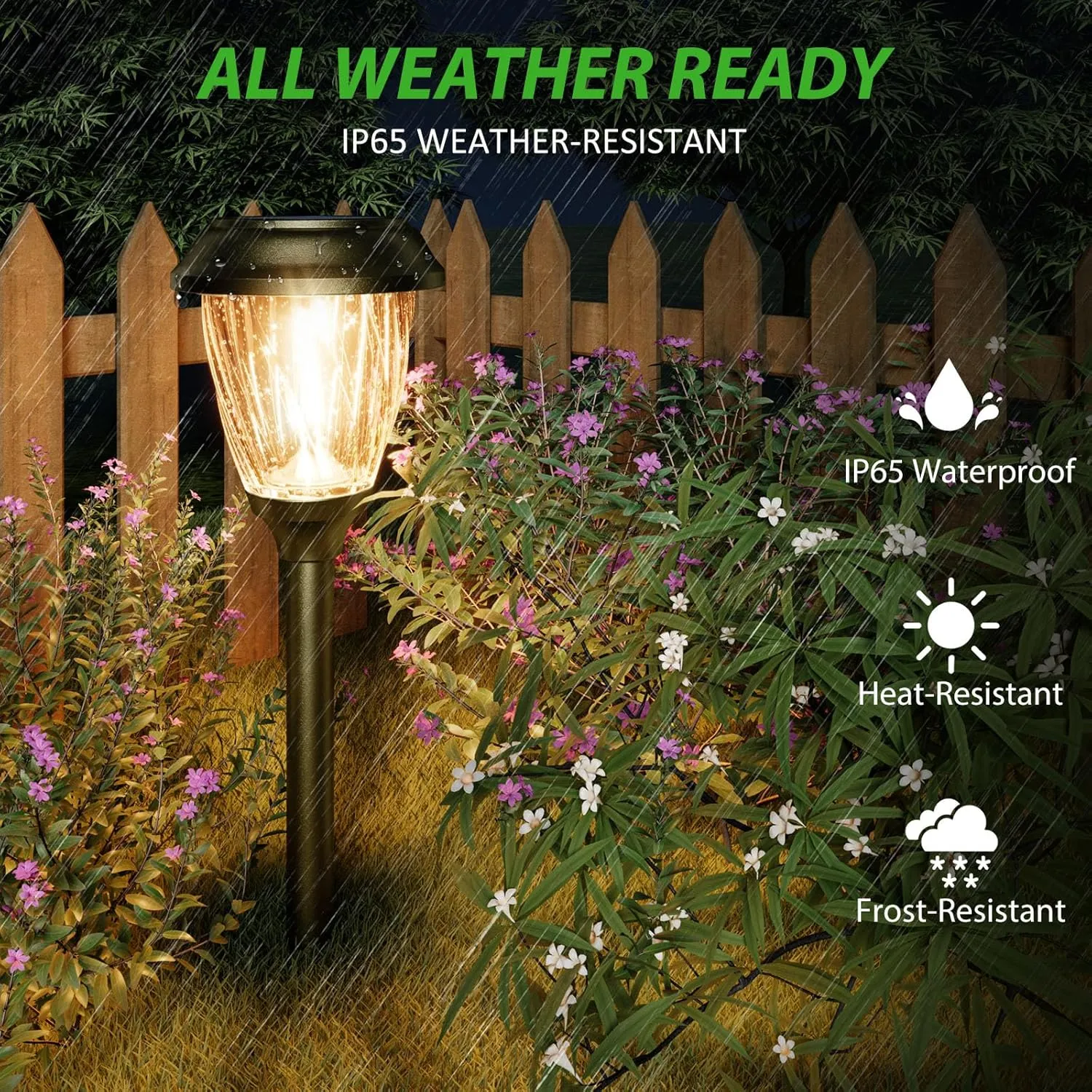 XMCOSY  Solar Pathway Lights Outdoor, 10/25 LM in 2 Lighting Modes, Glass Stainless Steel Waterproof IP65 Solar Powered Garden LED Lights for Yard Lawn Driveway Walkway Landscape Decor(Warm White)