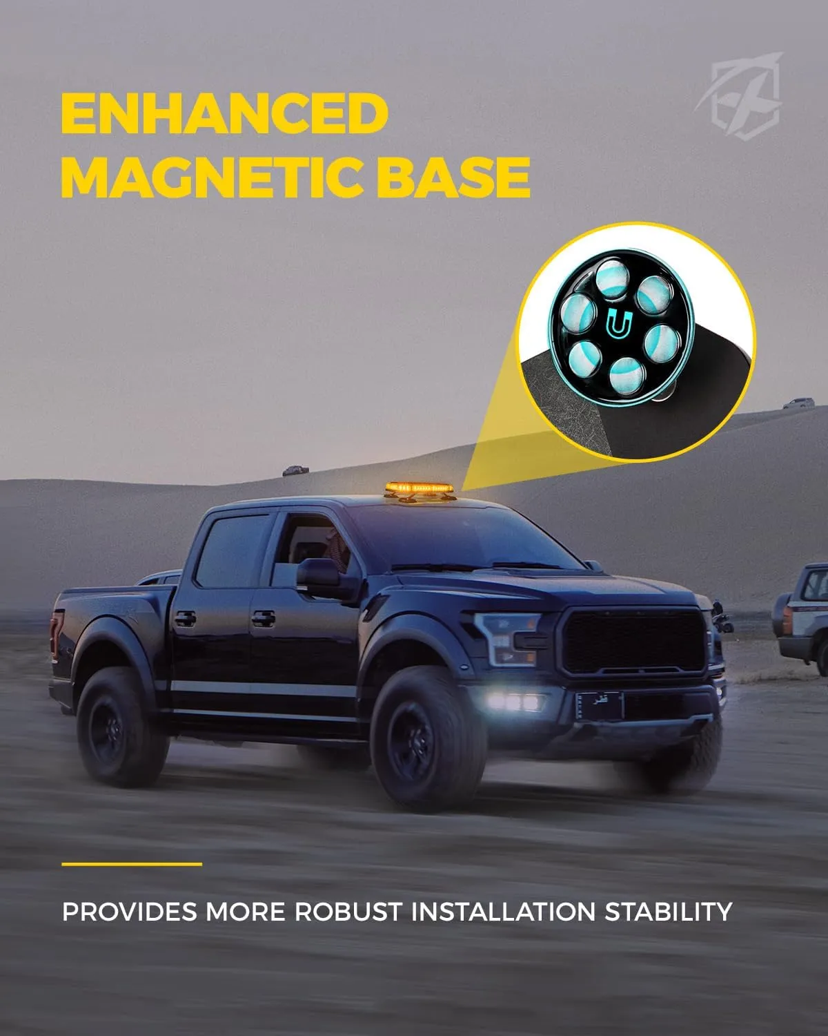 Xprite Amber Rooftop Emergency Strobe Light Bar, Beacon Safety Flashing Warnin Lights w/Control Panel Magnetic Base for Construction Trucks Plows Postal Security Cars