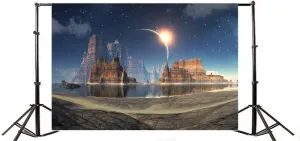 Yeele 7x5ft Mirage Solar Eclipse Photography Backdrops Science Fiction Future Mountain Water Planet Photo Background Vinyl Universe Space Baby Girls Student Portraits Video Photo Shoot Studio Props