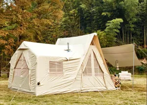 Yoleny 4/6/8/10/12 Person Inflatable Camping Tent with Extended Canopy, Mesh Windows & Pump, 4 Season Glamping Tent with 1-2 Room, Upgraded Waterproof Oxford, Easy Setup