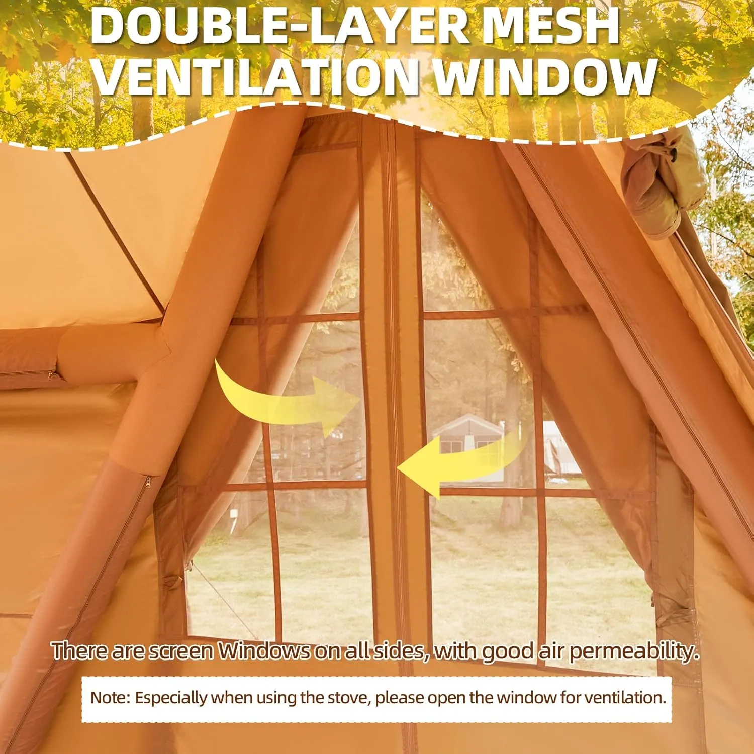 Yoleny 4/6/8/10/12 Person Inflatable Camping Tent with Extended Canopy, Mesh Windows & Pump, 4 Season Glamping Tent with 1-2 Room, Upgraded Waterproof Oxford, Easy Setup