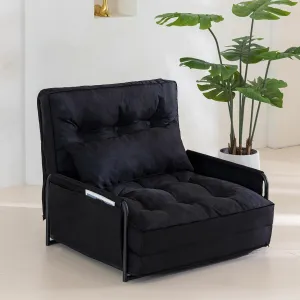 YOSHOOT Adjustable Lazy Floor Sofa, Folding Couch Bed with 5 Positions Adjustable Backrest, Convertible Bean Bag Sofa Bed Couch Foldable Sleeper Chair with Pillow for Reading Gaming（Black, Single）