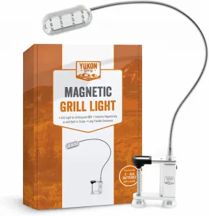 Yukon Glory™ Bright and Durable Magnetic LED Grill Light for Grilling and BBQ, Attaches Magnetically or with Built in Clamp, Long Flexible Gooseneck, Perfect for Blackstone Grills