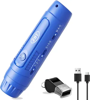 ZHT Electronic Whistle with USB Charging - 3 Tones & 3 Volume Loud Whistles for Coaches, Referees, Teachers - Emergency Hand Whistle with Lanyard for Outdoor Sports, Camping, Hiking (Blue)
