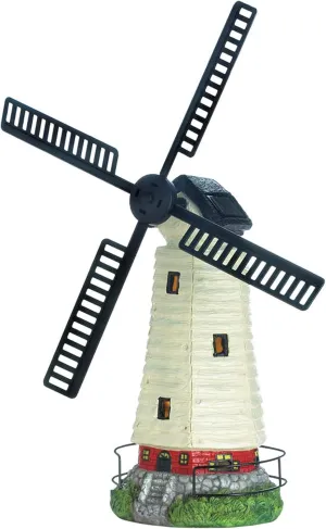 Zingz & Thingz Day & Night Garden Décor Solar Statue Figurine, 16.75x8x21.125, Windmill Lighthouse