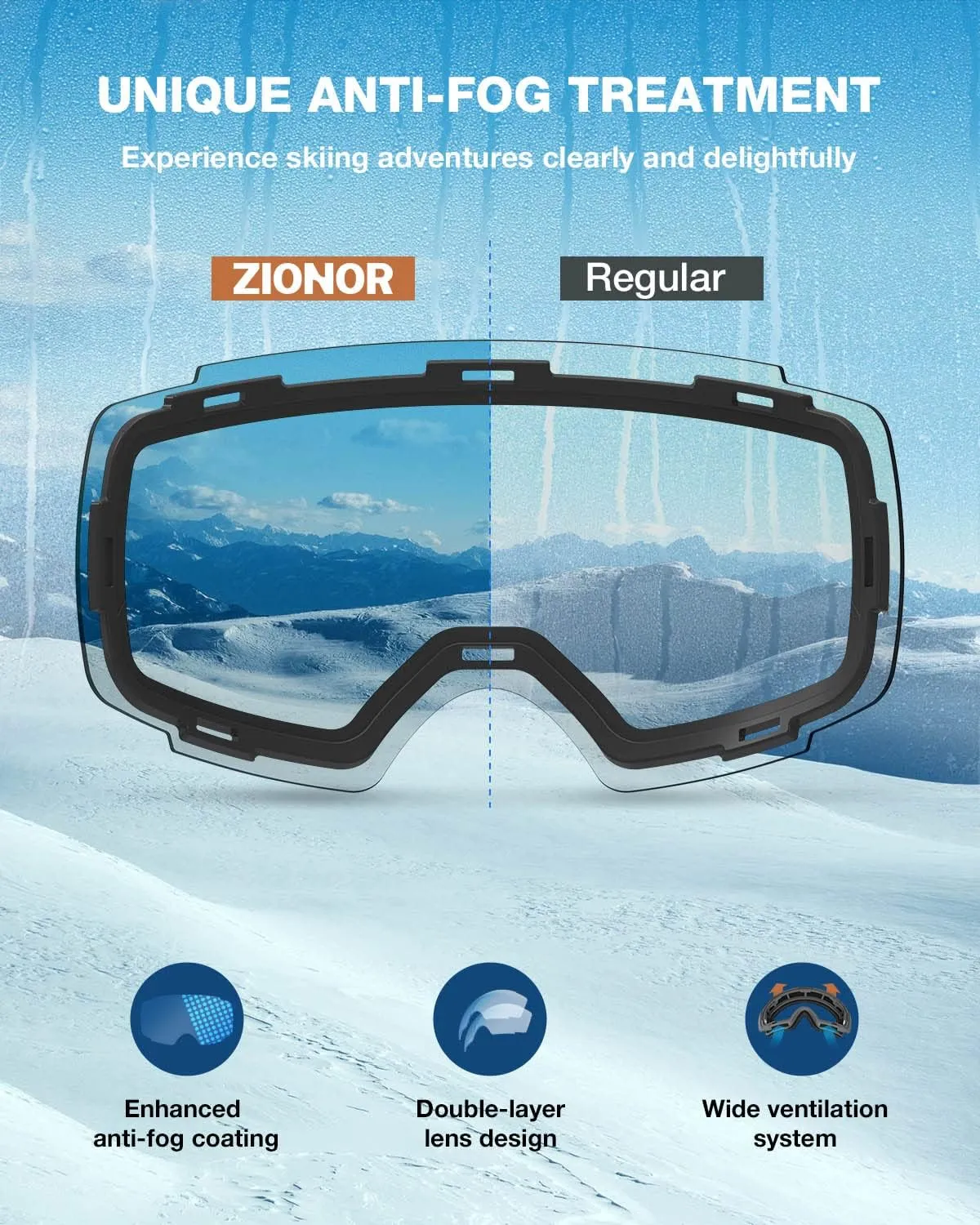 ZIONOR X4 Ski Goggles Magnetic Lens - Snowboard Goggles for Men Women Adult - Snow Goggles Anti-fog UV Protection