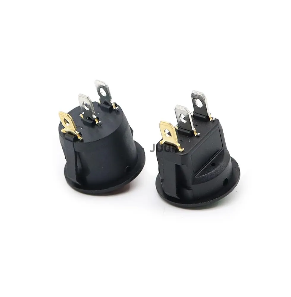ZUC 2PCS KCD1 Rocker Switch Blue ON-Off 12V 220V 2 Position 3Pin Small Round Electrical Equipment with Light Power Switch(2PCS Circular,220V)