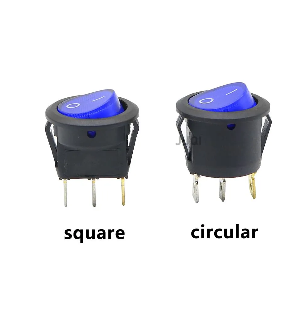 ZUC 2PCS KCD1 Rocker Switch Blue ON-Off 12V 220V 2 Position 3Pin Small Round Electrical Equipment with Light Power Switch(2PCS Circular,220V)