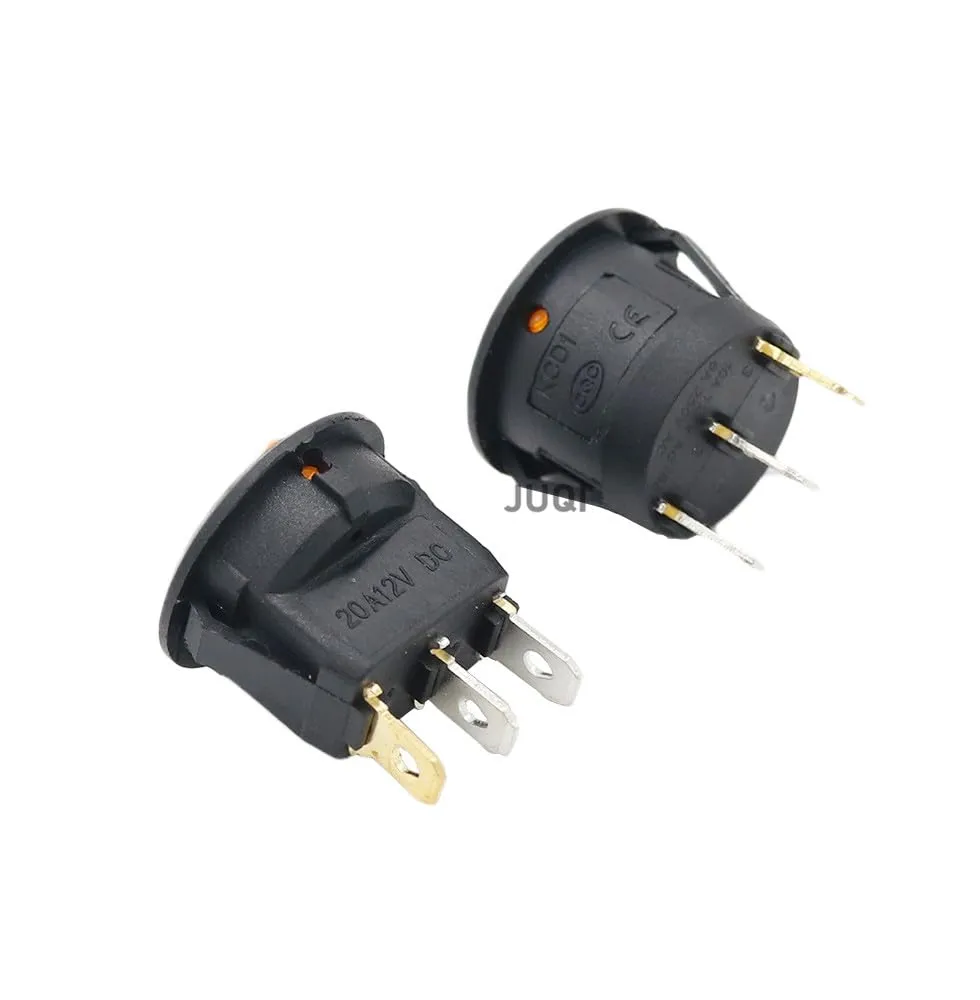 ZUC 2PCS KCD1 Rocker Switch Blue ON-Off 12V 220V 2 Position 3Pin Small Round Electrical Equipment with Light Power Switch(2PCS Circular,220V)