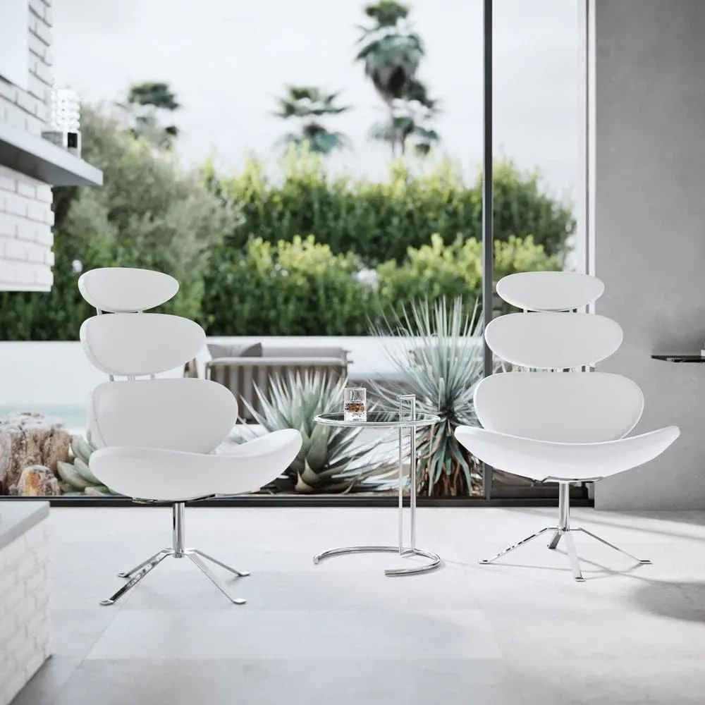 Zuri Furniture Pebble Modern Swivel Occasional Chair - White